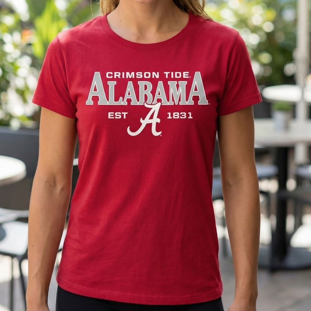 Captivating Alabama Crimson Tide T-Shirt Womens Crimson Red NCAA Graphic Tee